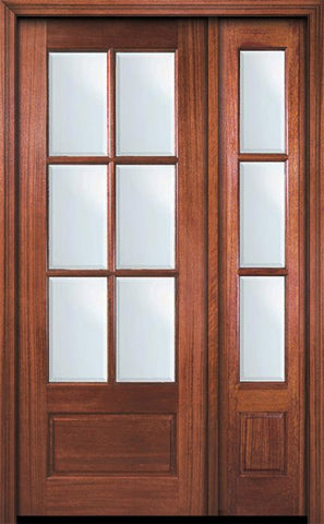 WDMA 44x96 Door (3ft8in by 8ft) Patio Mahogany 96in 6 Lite TDL DoorCraft Door /1side w/Bevel IG 1