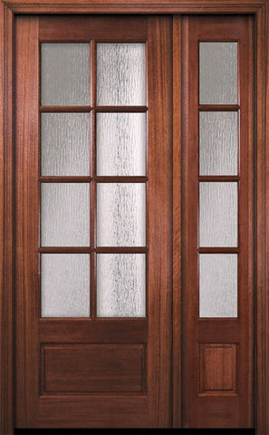 WDMA 44x96 Door (3ft8in by 8ft) French Mahogany 96in 8 Lite TDL DoorCraft Door /1side w/Textured Glass 1