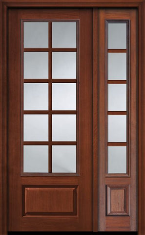 WDMA 44x96 Door (3ft8in by 8ft) Exterior Cherry IMPACT | 96in 3/4 Lite 1 Panel 10 Lite SDL Door /1side 1