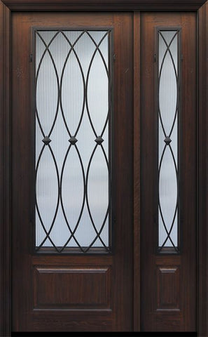 WDMA 44x96 Door (3ft8in by 8ft) Exterior Cherry IMPACT | 96in 1 Panel 3/4 Lite La Salle Door /1side 1