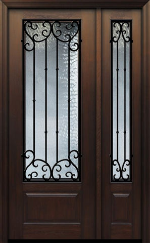 WDMA 44x96 Door (3ft8in by 8ft) Exterior Cherry IMPACT | 96in 1 Panel 3/4 Lite Valencia Door /1side 1