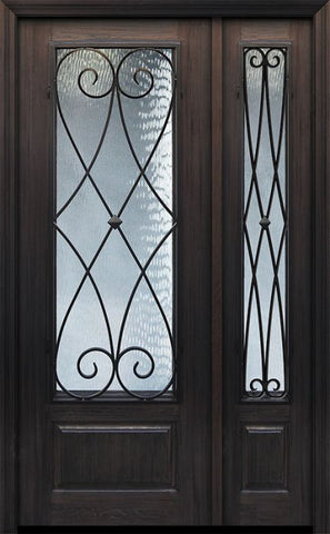 WDMA 44x96 Door (3ft8in by 8ft) Exterior Cherry IMPACT | 96in 1 Panel 3/4 Lite Charleston Door /1side 1