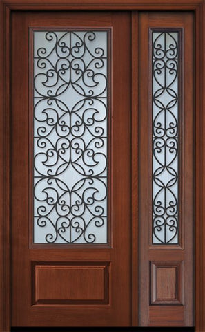 WDMA 44x96 Door (3ft8in by 8ft) Exterior Cherry 96in 1 Panel 3/4 Lite Florence / Walnut Door /1side 1