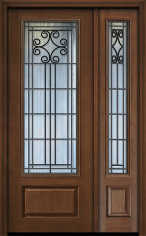 WDMA 44x96 Door (3ft8in by 8ft) Exterior Cherry 96in 1 Panel 3/4 Lite Novara / Walnut Door /1side 1