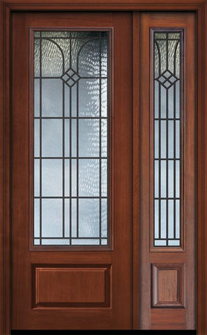 WDMA 44x96 Door (3ft8in by 8ft) Exterior Cherry 96in 1 Panel 3/4 Lite Cantania / Walnut Door /1side 1