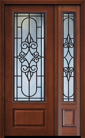 WDMA 44x96 Door (3ft8in by 8ft) Exterior Cherry 96in 1 Panel 3/4 Lite Salento / Walnut Door /1side 1