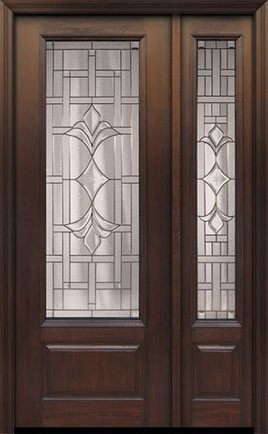 WDMA 44x96 Door (3ft8in by 8ft) Exterior Cherry 96in 1 Panel 3/4 Lite Marsala Walnut / Door /1side 1