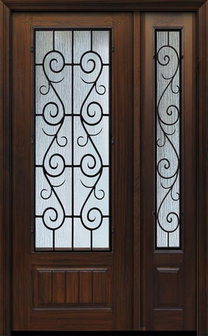 WDMA 44x96 Door (3ft8in by 8ft) Exterior Cherry 96in 1 Panel 3/4 Lite St Charles Door /1side 1
