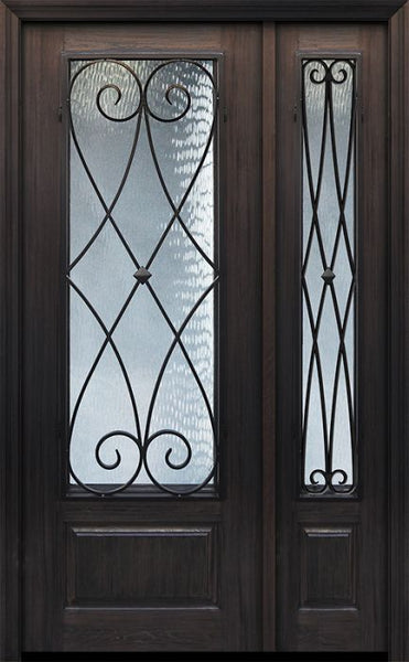 WDMA 44x96 Door (3ft8in by 8ft) Exterior Cherry 96in 1 Panel 3/4 Lite Charleston Door /1side 1