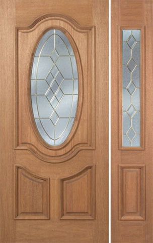 WDMA 46x80 Door (3ft10in by 6ft8in) Exterior Mahogany Carmel Single Door/1side w/ A Glass - 6ft8in Tall 1