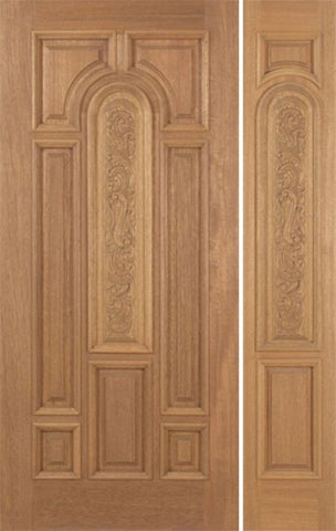 WDMA 46x80 Door (3ft10in by 6ft8in) Exterior Mahogany Revis Single Door/1side Carved Panel - 6ft8in Tall 1