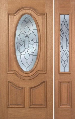 WDMA 46x80 Door (3ft10in by 6ft8in) Exterior Mahogany Carmel Single Door/1side w/ BO Glass - 6ft8in Tall 1