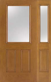 WDMA 46x80 Door (3ft10in by 6ft8in) Exterior Oak Fiberglass Impact Door 1/2 Lite Clear 6ft8in 1 Sidelight 1