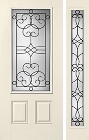 WDMA 46x80 Door (3ft10in by 6ft8in) Exterior Smooth Salinas 3/4 Lite 2 Panel Star Door 1 Side 1