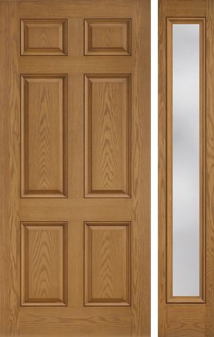 WDMA 46x80 Door (3ft10in by 6ft8in) Exterior Oak 6 Panel Classic-Craft Collection Door 1 Side 1