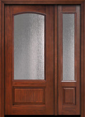 WDMA 46x80 Door (3ft10in by 6ft8in) French Cherry IMPACT | 80in 3/4 Arch Lite Privacy Glass Door /1side 1