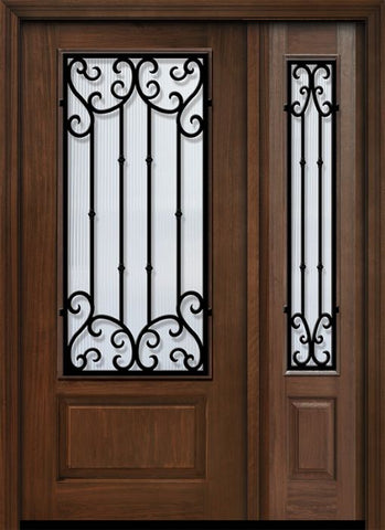 WDMA 46x80 Door (3ft10in by 6ft8in) Exterior Cherry IMPACT | 80in 1 Panel 3/4 Lite Valencia Door /1side 1