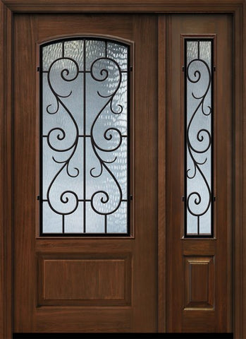 WDMA 46x80 Door (3ft10in by 6ft8in) Exterior Cherry IMPACT | 80in 1 Panel 3/4 Arch Lite St Charles Door /1side 1