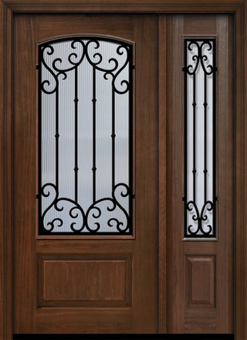 WDMA 46x80 Door (3ft10in by 6ft8in) Exterior Cherry IMPACT | 80in 1 Panel 3/4 Arch Lite Valencia Door /1side 1