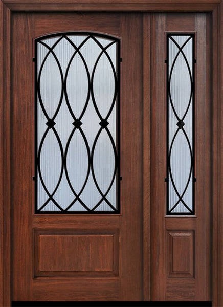 WDMA 46x80 Door (3ft10in by 6ft8in) Exterior Cherry IMPACT | 80in 1 Panel 3/4 Arch Lite La Salle Door /1side 1