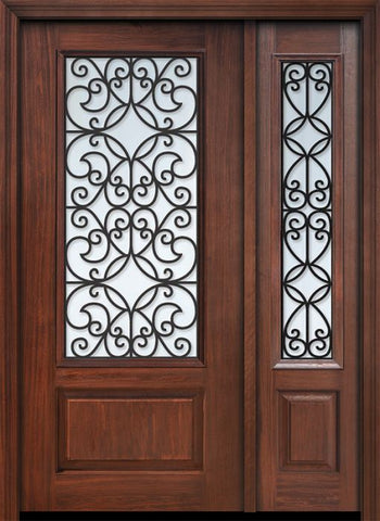 WDMA 46x80 Door (3ft10in by 6ft8in) Exterior Cherry 80in 1 Panel 3/4 Lite Florence / Walnut Door /1side 1