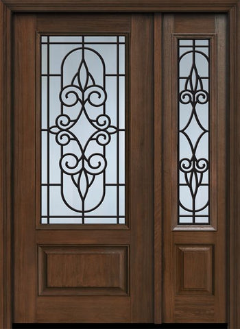 WDMA 46x80 Door (3ft10in by 6ft8in) Exterior Cherry 80in 1 Panel 3/4 Lite Salento / Walnut Door /1side 1