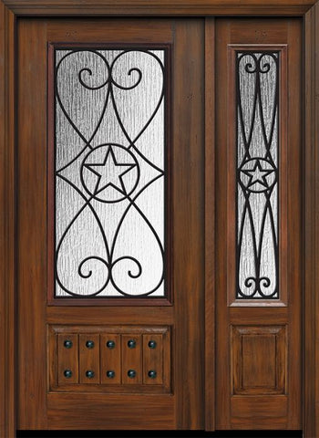 WDMA 46x80 Door (3ft10in by 6ft8in) Exterior Cherry 80in 1 Panel 3/4 Lite Austin / Walnut Door /1side 1