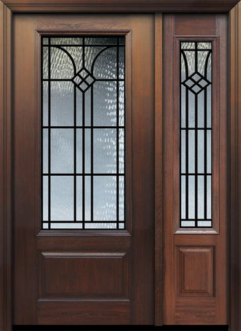 WDMA 46x80 Door (3ft10in by 6ft8in) Exterior Cherry 80in 1 Panel 3/4 Lite Cantania / Walnut Door /1side 1