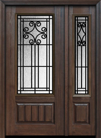 WDMA 46x80 Door (3ft10in by 6ft8in) Exterior Cherry 80in 1 Panel 3/4 Lite Novara / Walnut Door /1side 1