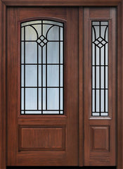 WDMA 46x80 Door (3ft10in by 6ft8in) Exterior Cherry 80in 1 Panel 3/4 Arch Lite Cantania / Walnut Door /1side 1