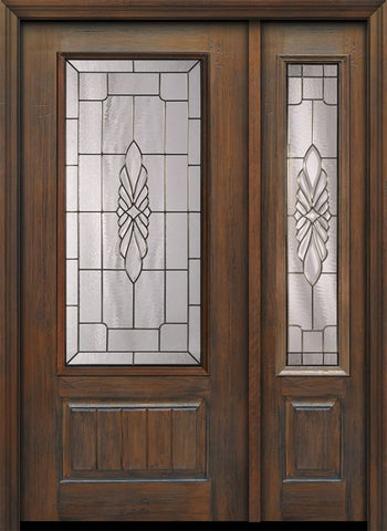 WDMA 46x80 Door (3ft10in by 6ft8in) Exterior Cherry 80in 1 Panel 3/4 Lite Versailles / Walnut Door /1side 1