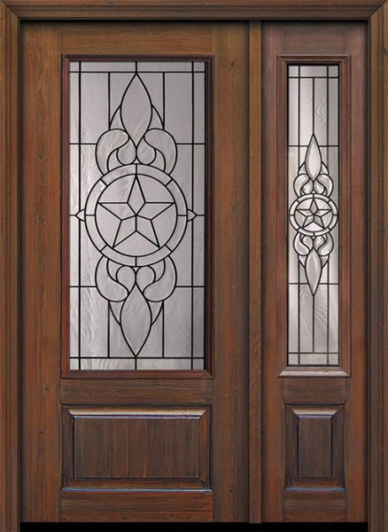 WDMA 46x80 Door (3ft10in by 6ft8in) Exterior Cherry 80in 1 Panel 3/4 Lite Brazos / Walnut Door /1side 1