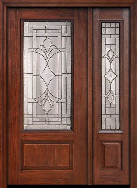 WDMA 46x80 Door (3ft10in by 6ft8in) Exterior Cherry 80in 1 Panel 3/4 Lite Marsala / Walnut Door /1side 1