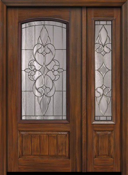 WDMA 46x80 Door (3ft10in by 6ft8in) Exterior Cherry 80in 1 Panel 3/4 Arch Lite Courtlandt / Walnut Door /1side 1