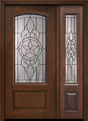 WDMA 46x80 Door (3ft10in by 6ft8in) Exterior Cherry 80in 1 Panel 3/4 Arch Lite Brazos / Walnut Door /1side 1