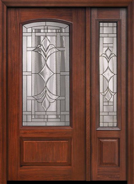 WDMA 46x80 Door (3ft10in by 6ft8in) Exterior Cherry 80in 1 Panel 3/4 Arch Lite Marsala / Walnut Door /1side 1
