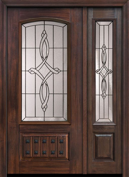 WDMA 46x80 Door (3ft10in by 6ft8in) Exterior Cherry 80in 1 Panel 3/4 Arch Lite Marsais / Walnut Door /1side 1