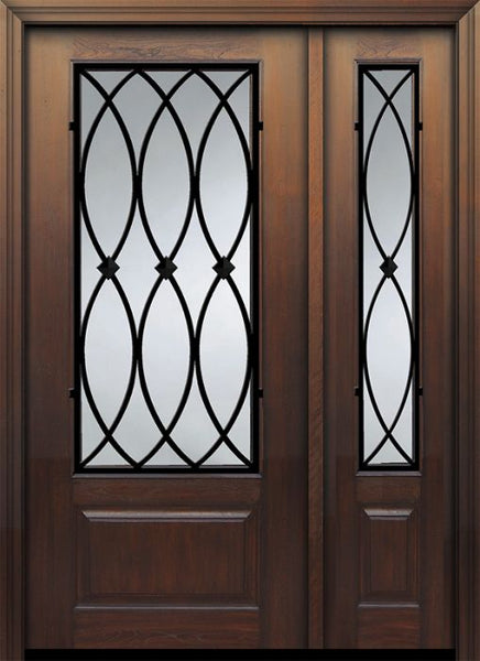 WDMA 46x80 Door (3ft10in by 6ft8in) Exterior Cherry 80in 1 Panel 3/4 Lite La Salle Door /1side 1