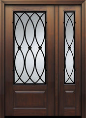 WDMA 46x80 Door (3ft10in by 6ft8in) Exterior Cherry 80in 1 Panel 3/4 Lite La Salle Door /1side 1