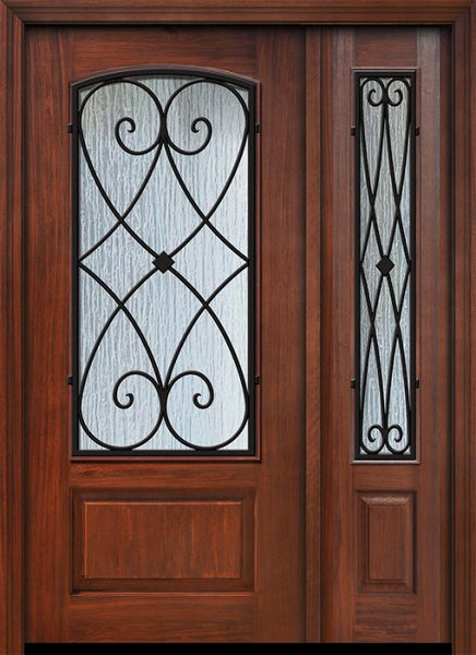 WDMA 46x80 Door (3ft10in by 6ft8in) Exterior Cherry 80in 1 Panel 3/4 Arch Lite Charleston Door /1side 1