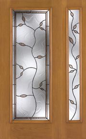 WDMA 46x80 Door (3ft10in by 6ft8in) Exterior Oak Fiberglass Impact Door Full Lite Avonlea 6ft8in 1 Sidelight 1