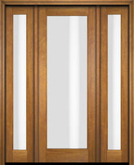 WDMA 46x84 Door (3ft10in by 7ft) Exterior Swing Mahogany Full Lite Single Entry Door Sidelights 1