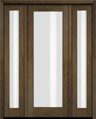 WDMA 46x84 Door (3ft10in by 7ft) Exterior Swing Mahogany Full Lite Single Entry Door Sidelights 3