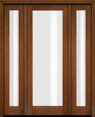 WDMA 46x84 Door (3ft10in by 7ft) Exterior Swing Mahogany Modern Full Lite Shaker Single Entry Door Sidelights 6