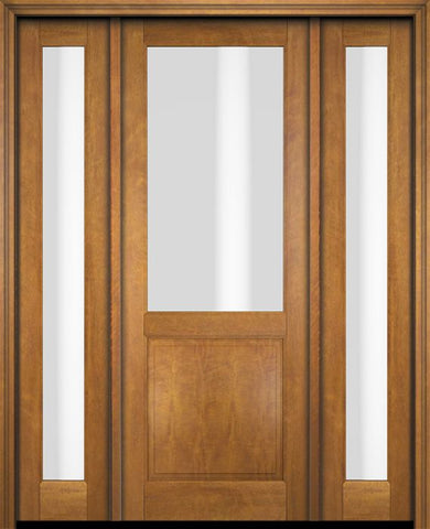 WDMA 46x84 Door (3ft10in by 7ft) Exterior Swing Mahogany 1/2 Lite Single Entry Door Full Sidelights 1