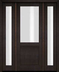 WDMA 46x84 Door (3ft10in by 7ft) Exterior Swing Mahogany 1/2 Lite Single Entry Door Full Sidelights 2