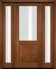WDMA 46x84 Door (3ft10in by 7ft) Exterior Swing Mahogany 1/2 Lite Single Entry Door Full Sidelights 5