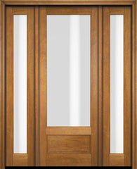 WDMA 46x84 Door (3ft10in by 7ft) Exterior Swing Mahogany 3/4 Lite Single Entry Door Full Sidelights 1