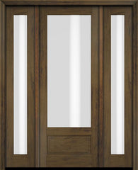 WDMA 46x84 Door (3ft10in by 7ft) Exterior Swing Mahogany 3/4 Lite Single Entry Door Full Sidelights 3