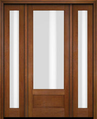 WDMA 46x84 Door (3ft10in by 7ft) Exterior Swing Mahogany 3/4 Lite Single Entry Door Full Sidelights 4